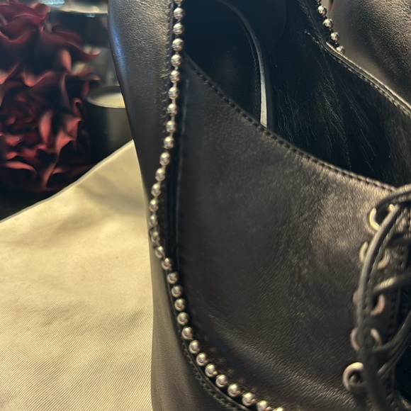 Balmain Studded Leather Lace-Up Booties - Picture 9 of 10